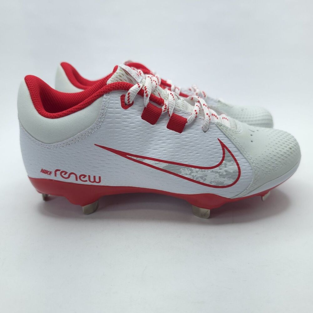 Nike Hyperdiamond 4 Pro White Red Softball Cleats Women Size 5 FZ0922-102